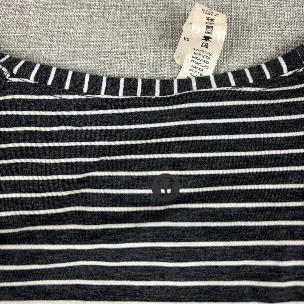 Lululemon Striped Long Sleeve Shirt Womens 6 Black Pima Raglan Casual Top